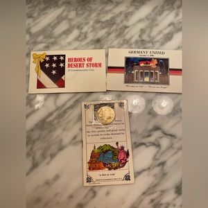 Lot of three Collectible coins Desert Storm Germany United and Apollo 11
